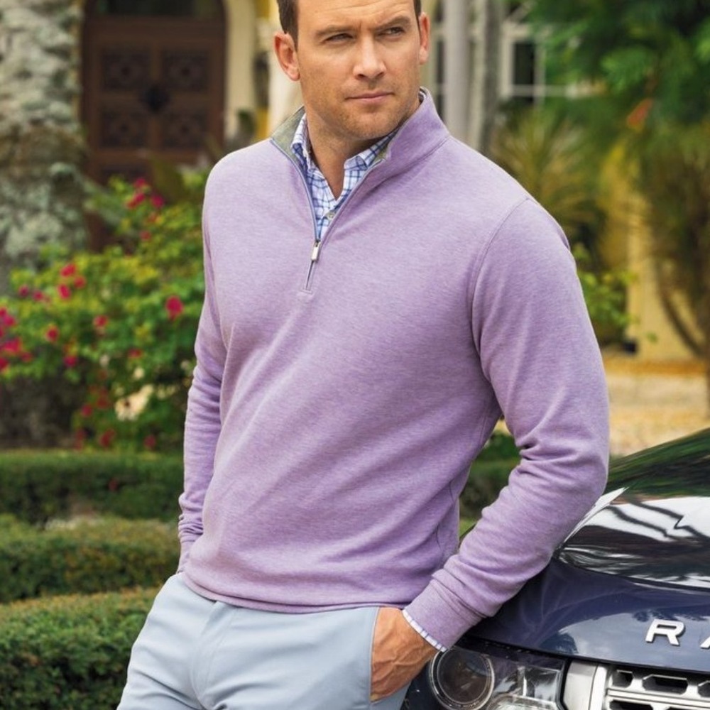 Peter Millar Crown Comfort Pullover Sweater Purple Mens Size Medium Quarter Zip